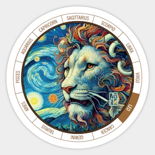 ZODIAC Leo - Astrological LEO - LEO - ZODIAC sign - Van Gogh style - 7 Sticker